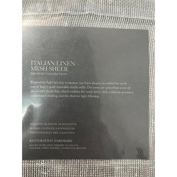 NEW! Hardware Italian Linen Mesh Sheer Drapery- GRAY, 50" X 120" - Picture 8 of 8